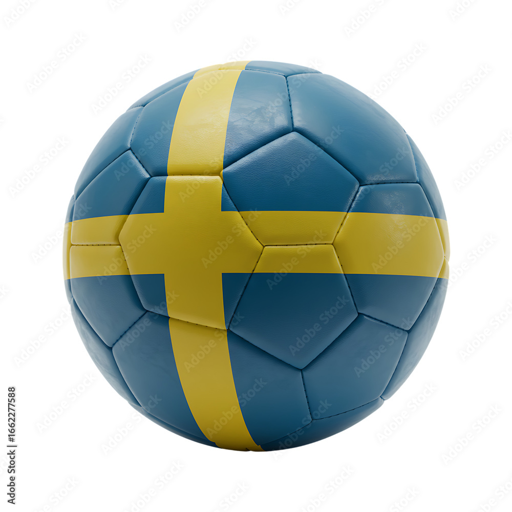 Fototapeta premium Sweden Soccer Ball With National Flag Design On Isolated Transparent Background