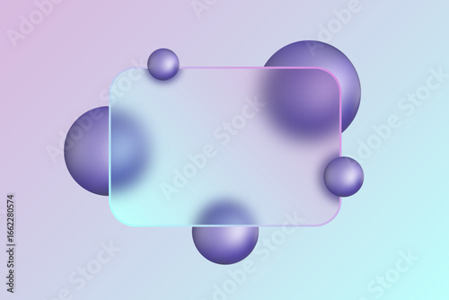 Abstract Purple Glass Morphism Design with Spheres. Eps 10