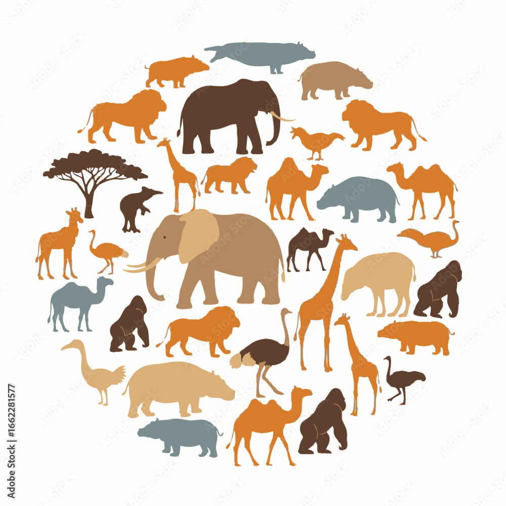 Vibrant Collection of African Safari Animals Illustrating Biodiversity on the Savanna Ecosystem Vibrant Collection of African Safari Animals Illustrating Biodiversity on the Savanna Ecosystem