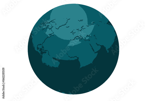 A detailed blue globe displaying the continents of the world in a three dimensional representation