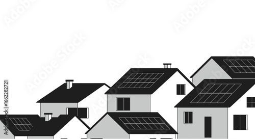 Modern Houses With Solar Panels Energy Efficiency Eco Friendly Sustainable Living Isolated on Transparent Background