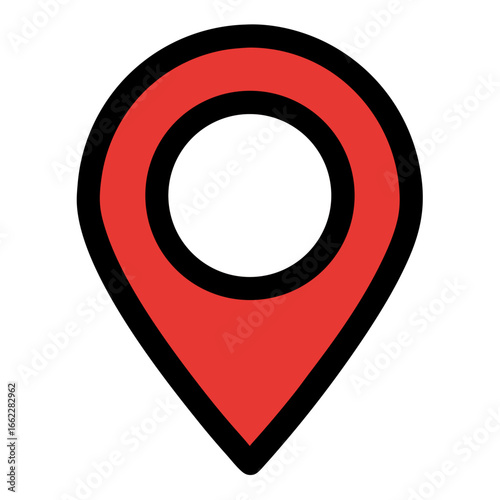 Red location pin icon vector illustration, navigation and direction symbol, gps, map, and destination concept.

