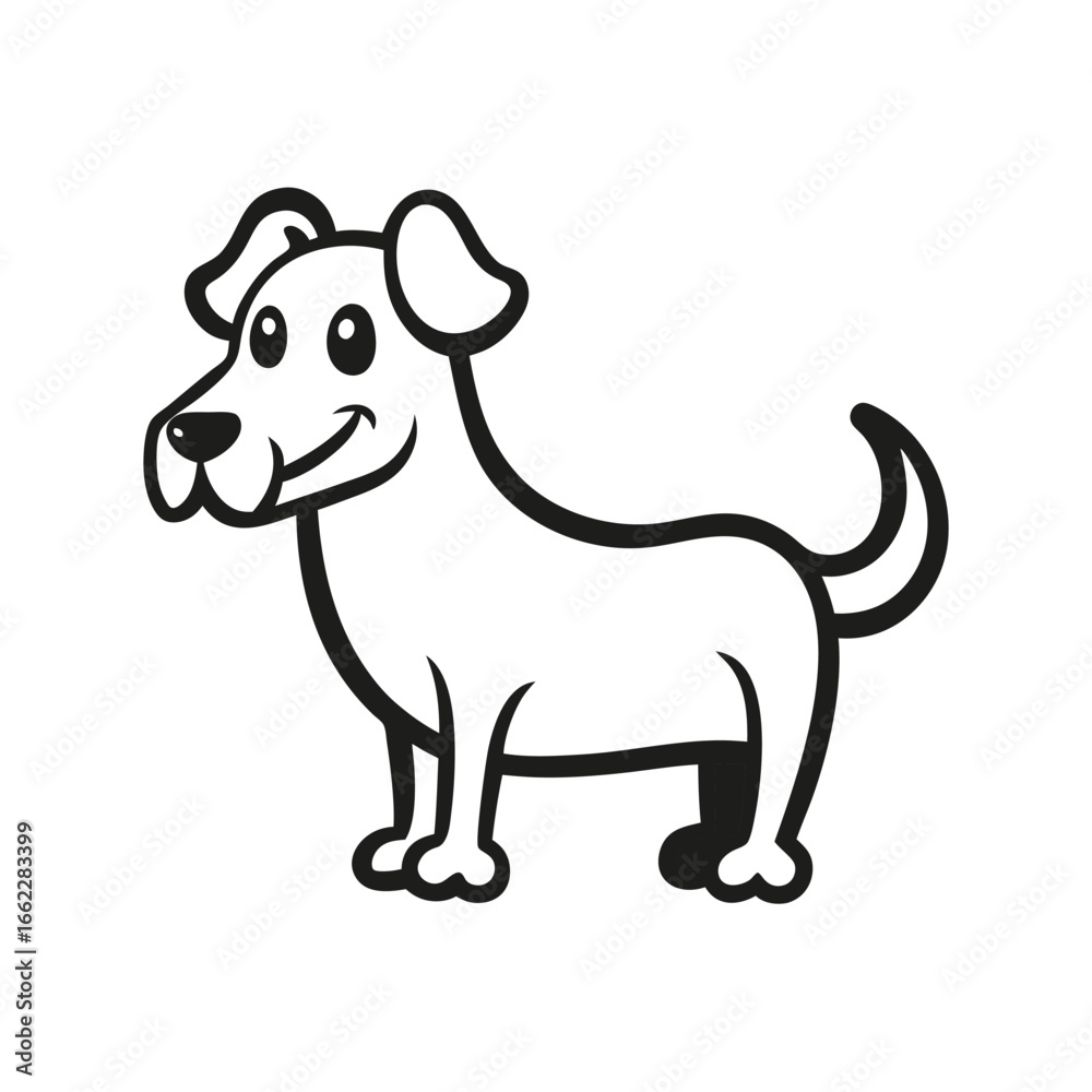 Fototapeta premium Charming line art ghost dog holding a bone illustration for various projects