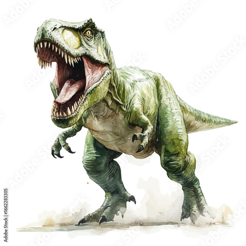 Tyrannosaurus Rex, watercolor clipart vector, isolated on a white background.