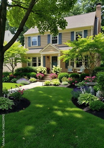 House with lush landscaping