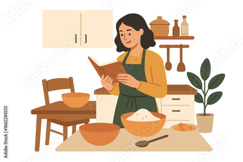 A mother and daughter spend quality time together in their home kitchen, where the mom instructs her cheerful young child on how to bake cookies, fostering a strong family bond and creating happy