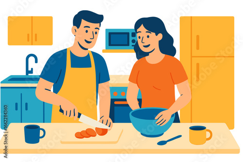 Females are preparing food in the kitchen, individuals are making meals in their homes