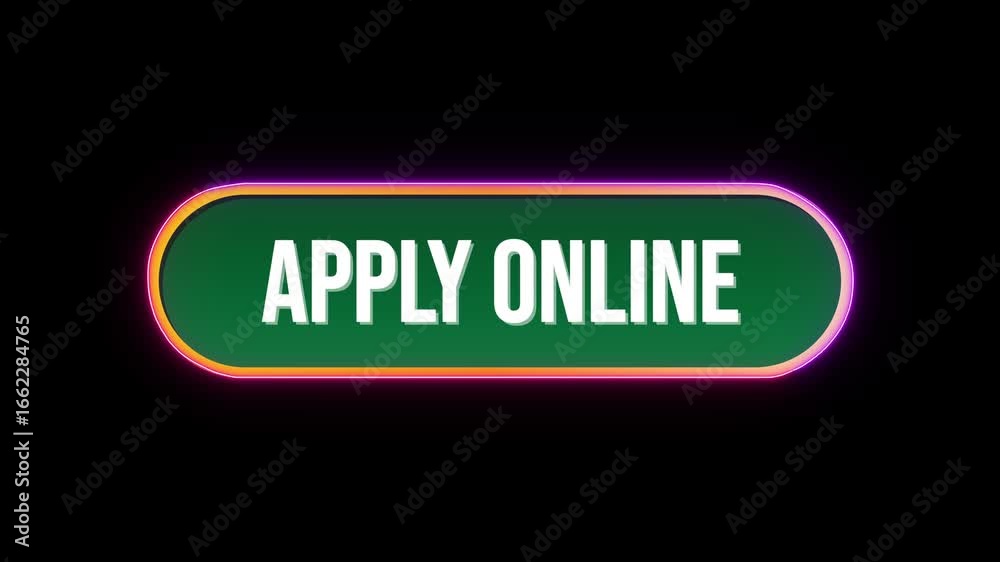 Apply Online, Button Click Animation with Computer Mouse Cursor and Luxury Neon Glow Colorful Border on Black Background Apply Online, Button Click Animation with Computer Mouse Cursor and Luxury Neon Glow Colorful Border on Black Background