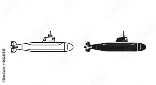 Submarine Icon in Black and White