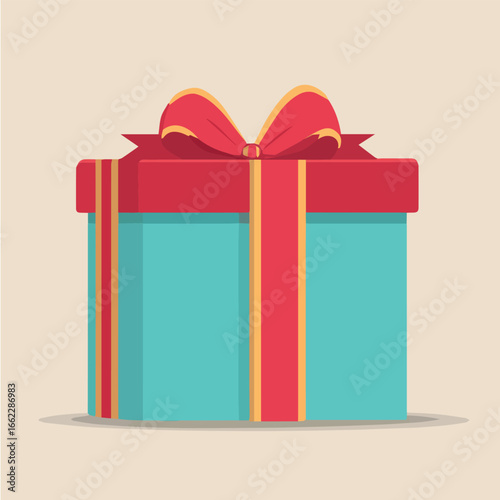 Vector present gift box vector illustration with ribbon and bow for birthday christmas and holiday celebrations