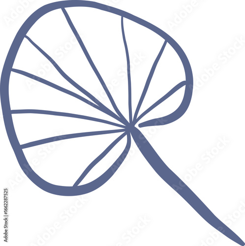 Line Art Broad Leaf with Symmetrical Inner Pattern