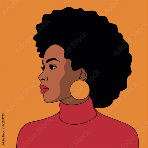 Vector illustration of black woman with afro hairstyle and vitiligo skin condition in vector format for design use