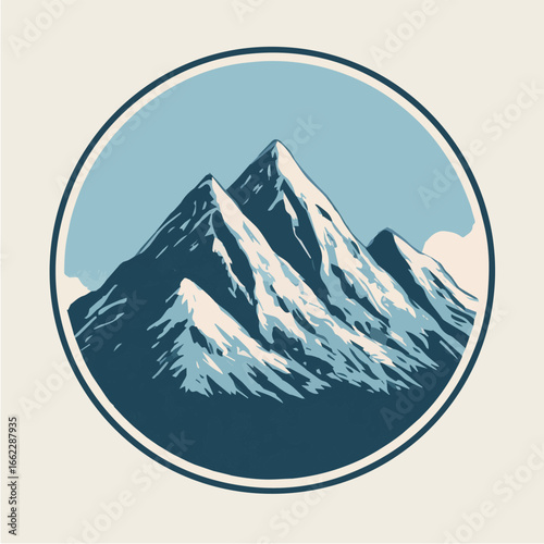 Vector mountain peaks snowy landscape vector illustration for adventure travel and outdoor scenery design icon 100