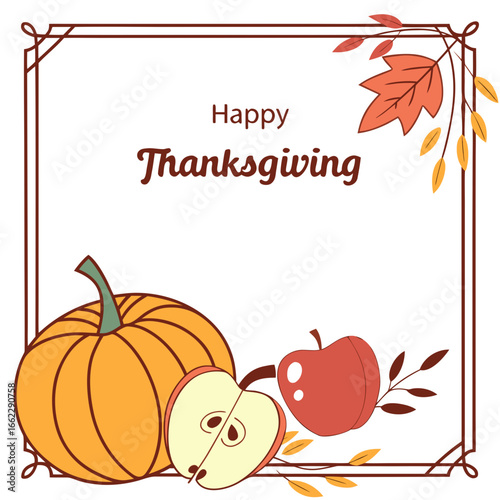 Happy first day of autumn, greeting card in realistic style. Stylish colored background with falling colorful autumn leaves vector illustration