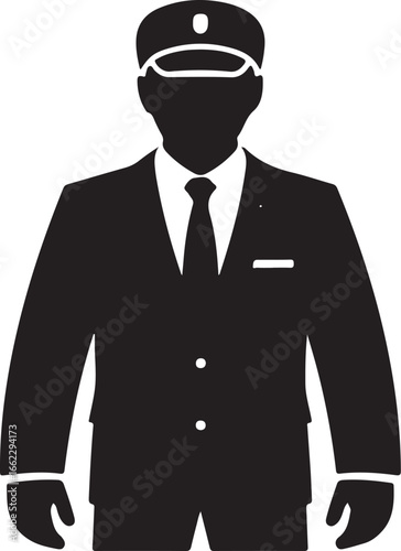 Silhouette of a Man in a Suit and Cap, Representing a Professional or Service Worker