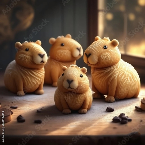 Frontal close-up view of a young Capybara (Hydrochoerus hydrochaeris), isolated on white background