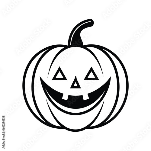Smiling jack o lantern pumpkin line art illustration for halloween celebrations