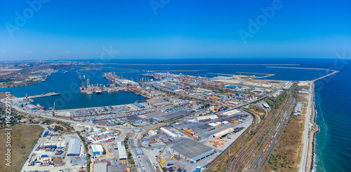 Aerial view of Constanta south Agigea seaport - Romania
