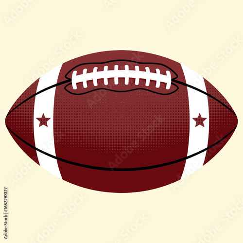Classic american football with white stripes and stars on a light background