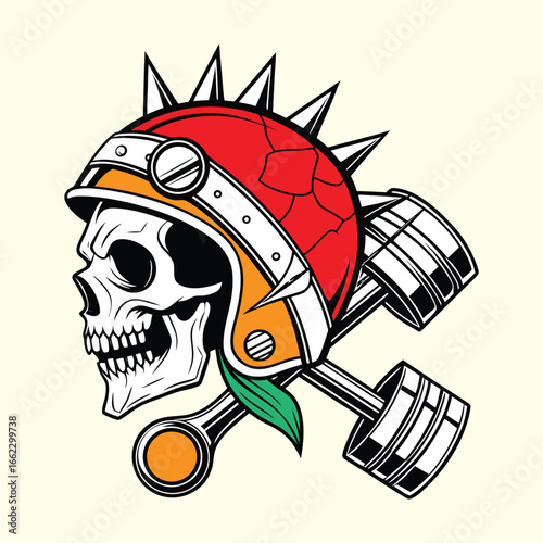 Vector pirate skull character with a sword, a cartoon illustration and graffiti design