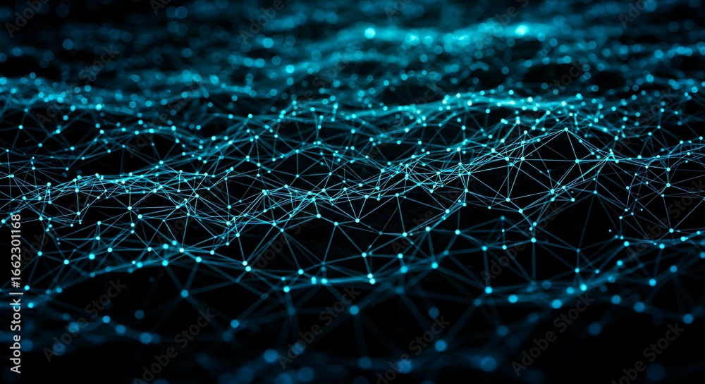 Obraz premium Cyan and blue glowing digital connections background