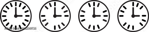 Time Clock Outline Vector Icon Set