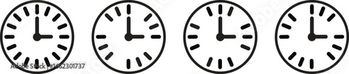 Time Clock Outline Vector Icon Set