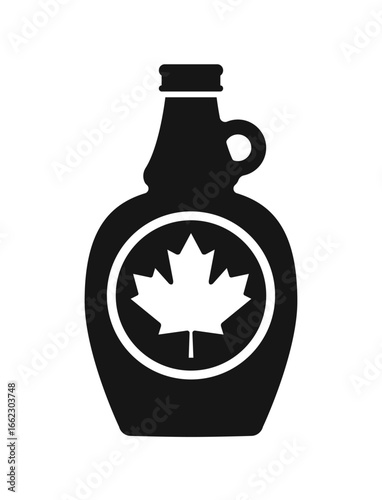 simple classic canadian maple syrup bottle silhouette made in canada icon symbol vector isolated on transparent background