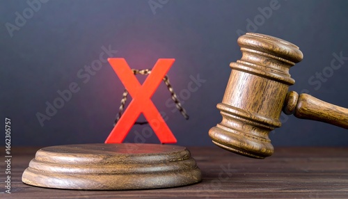 Gavel striking a red X