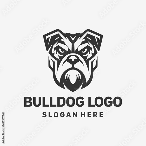 Elegant Bulldog Monochrome Logo Design