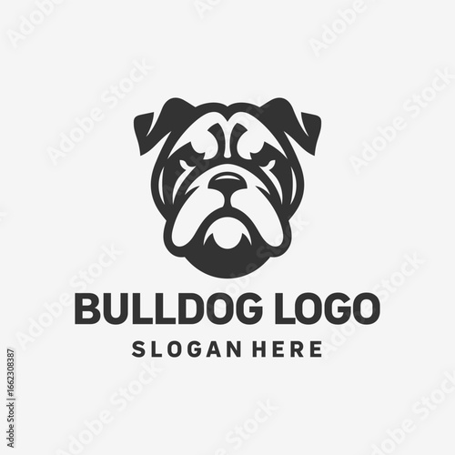 Geometric Bulldog Black White Logo