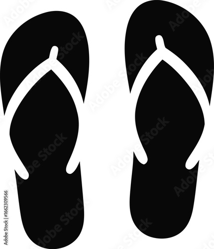 Flipflops, beach slippers editable vector illustration icon. silhouette icon of a pair of flip-flop vacation symbol 