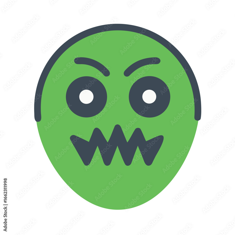 Fototapeta premium Green Monster Angry Emoji Face
