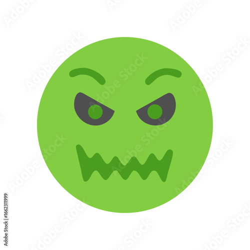 Green Aggressive Emoji Face