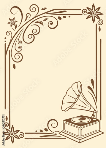 Vintage Gramophone Border Frame