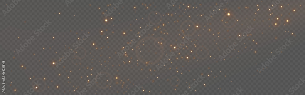 Фотография Golden glitter particles floating on transparent background