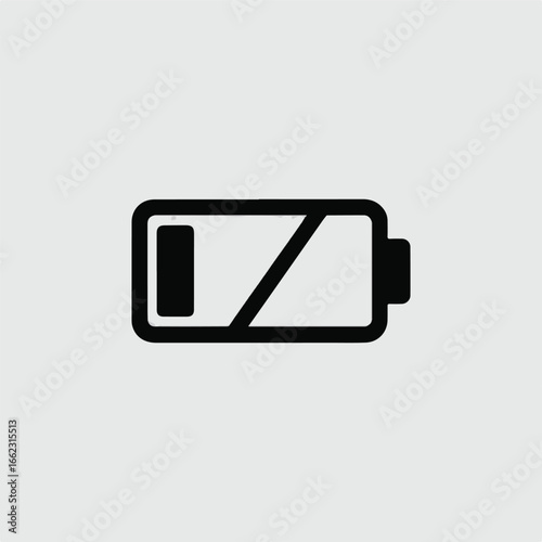 Low battery symbol representing energy depletion, power shortage, and urgency, perfect for digital designs and user interfaces.