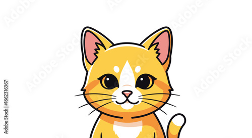 Illustration of a Cute Orange Cat in a Playful Pose, Digital Art, Cartoon Style, Whimsical Environment