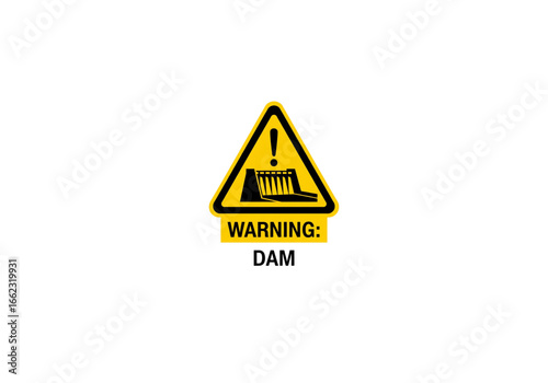 Yellow Dam Warning Sign PNG on Transparent Background