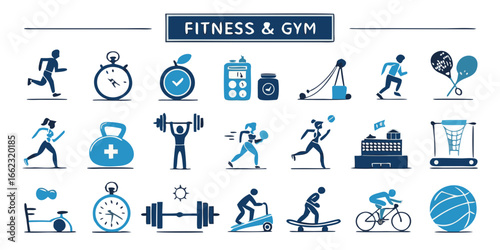 Set of gyn and fitness icons vector illustration 