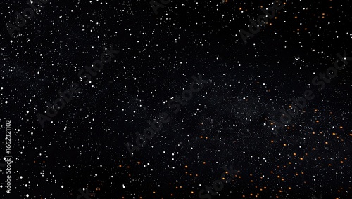 Night sky, scattered stars, orange highlights