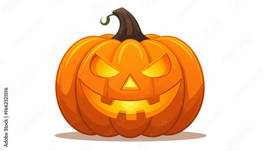 Fototapeta premium Flat vector illustration of carved Halloween pumpkin 