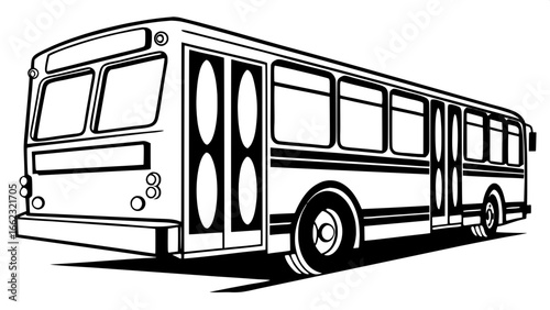 Black silhouette of a commuter bus, side view, balanced proportions, no text, only shape and windows.