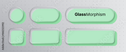Liquid glass morphism vector ui elements. Futuristic style ui component for presentation digital design of web application.