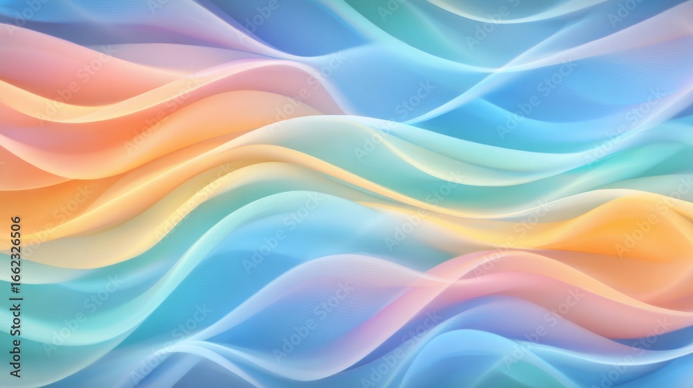 Obraz premium Wavy pastel background texture, soft folds, colorful universal fabric or plastic