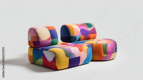 Colorful abstract modular seating