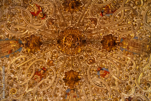 Detail of Gold Ceiling in Church in Puebla