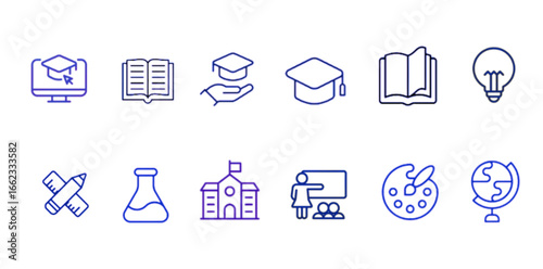 Education outline icon set. Vector illustration