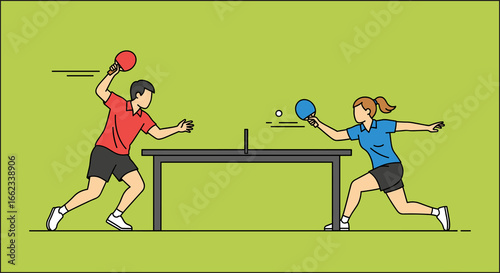 Ping Pong Illustration Vector Sport Concept Flat Design Table Tennis Game Active Lifestyle