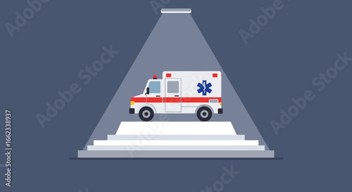 Emergency response action urban setting graphic illustration digital environment side view healthcare concept. Vector illustration